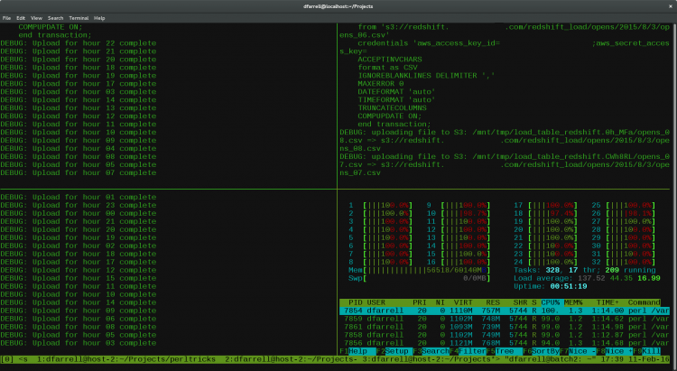 tmux panes