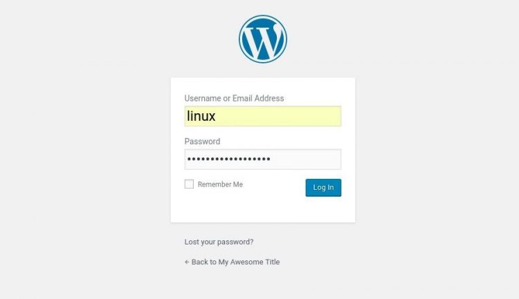 wordpress login form